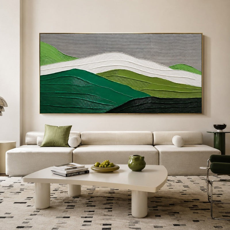 Plaster Art Layered Green White Landscape Textured