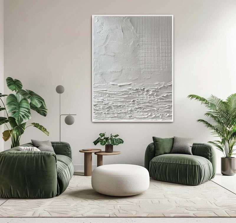 Wall Art Neutral Coastal Grid Painting
