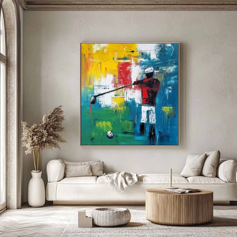 Wall Art Abstract Golfer Swing Colorful