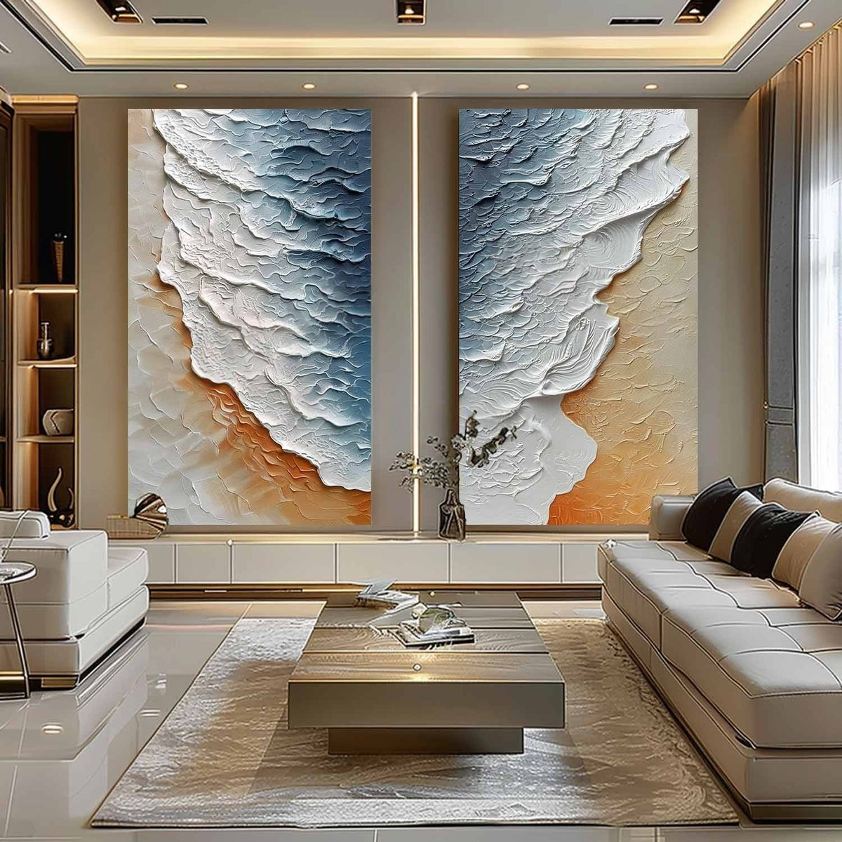 Wall Art Serene Dual Panel Ocean Wave