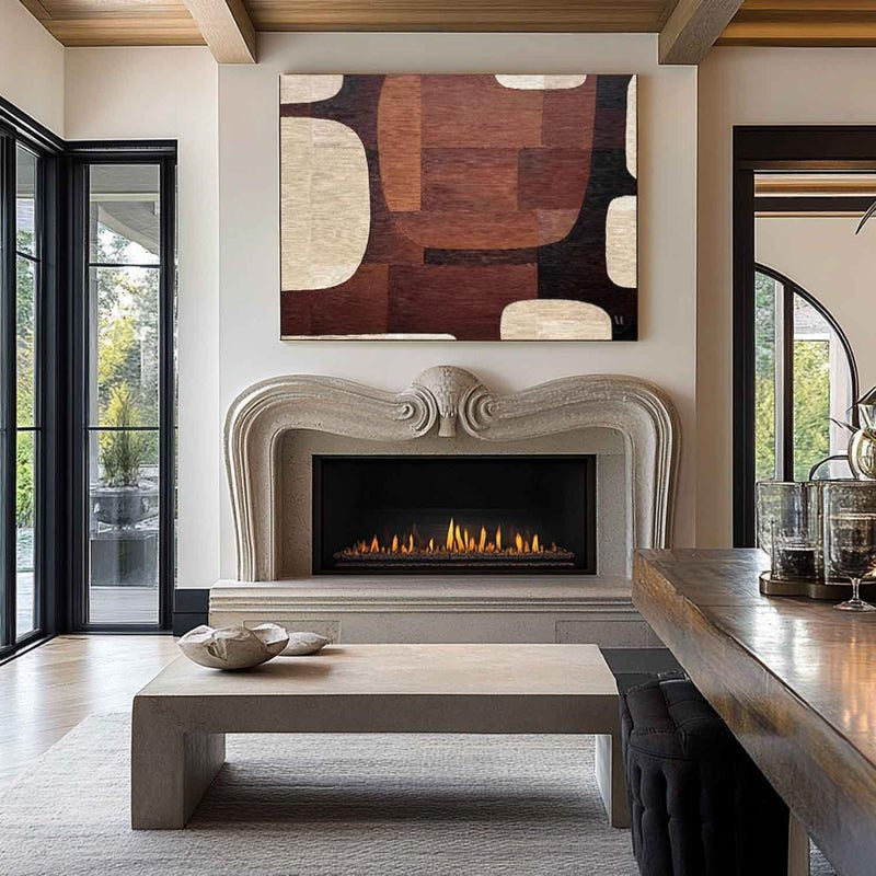 Wall Art Geometric Wood Grain Brown Beige