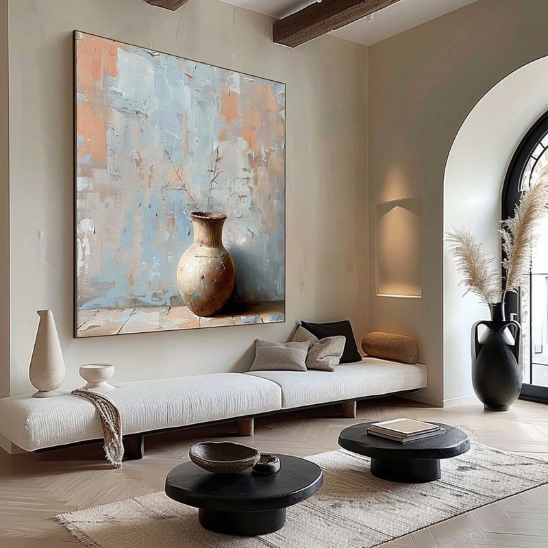 Wall Art Rustic Vase Still Life Impasto