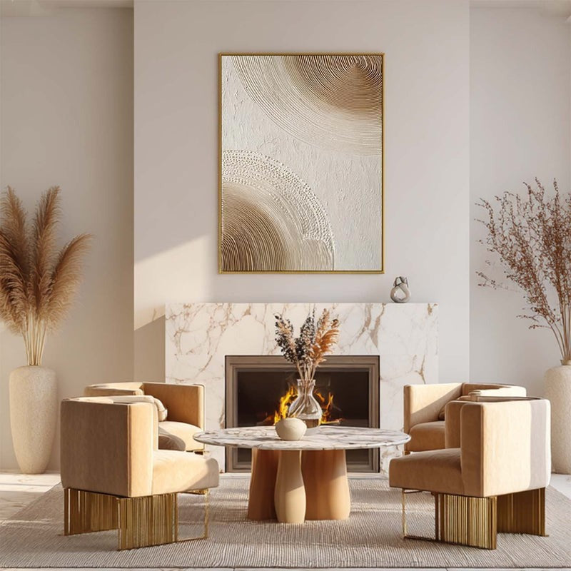 Wall Art Minimalist 3D Beige Dotted Abstract Flowing
