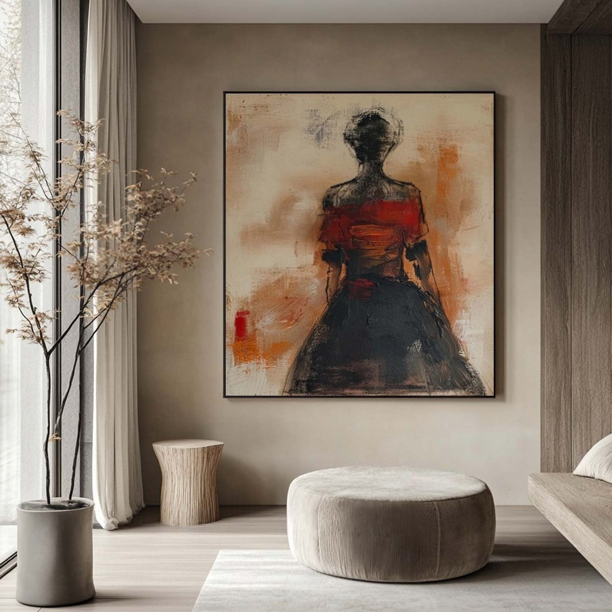 Wall Art Abstract Female Figure Red