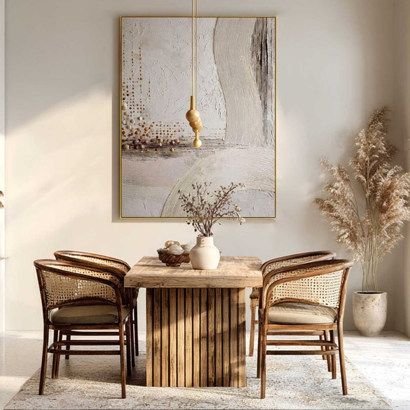 Wall Art Minimalist 3D Gold Dotted Flowing Waves