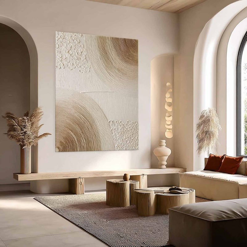 Wall Art Minimalist 3D Textured Radial Lines
