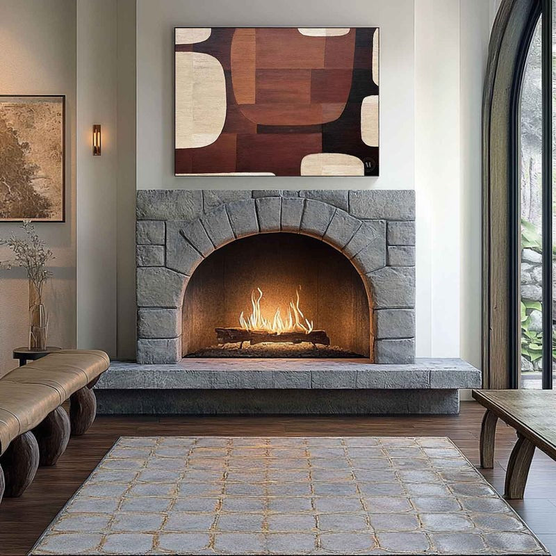 Wall Art Geometric Wood Grain Brown Beige