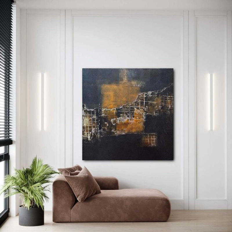 Wall art Industrial Metallic Grid Fragment