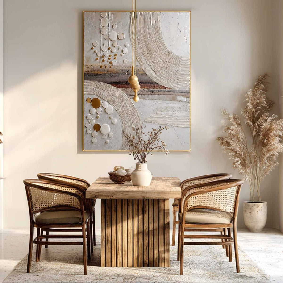 Wall Art Minimalist 3D Gold Circles Waves