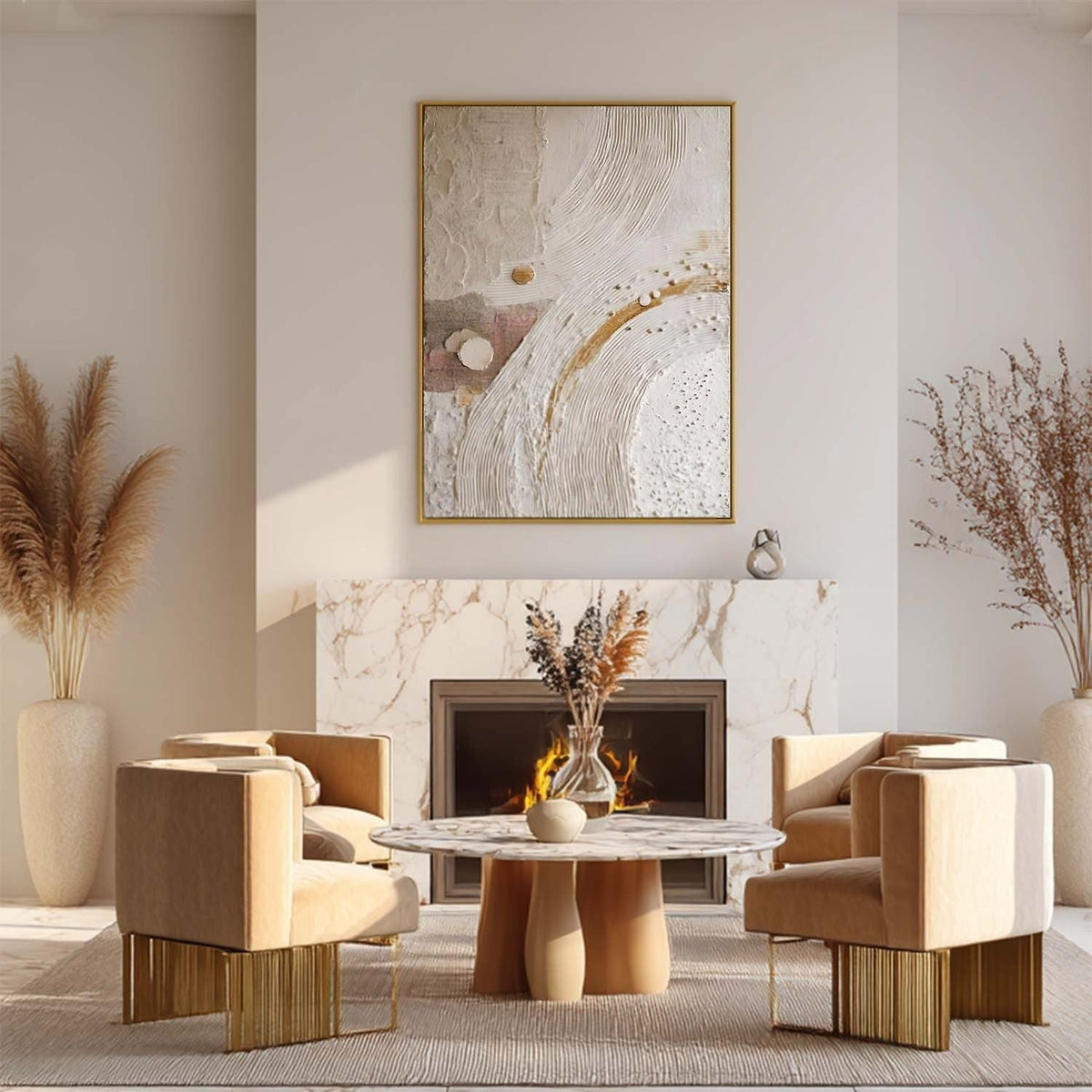 Wall Art Minimalist 3D Gold Abstract Flowing