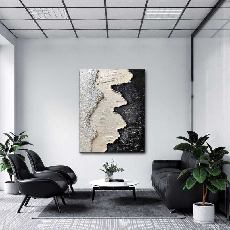 Wall Art Monochrome Wave Painting