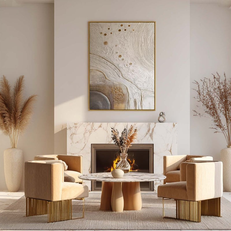 Wall Art Minimalist 3D Gold Abstract Dots