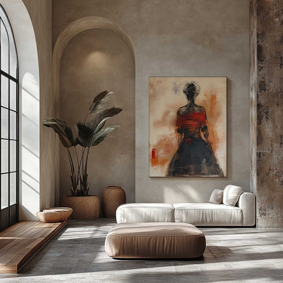 Wall Art Abstract Female Figure Red