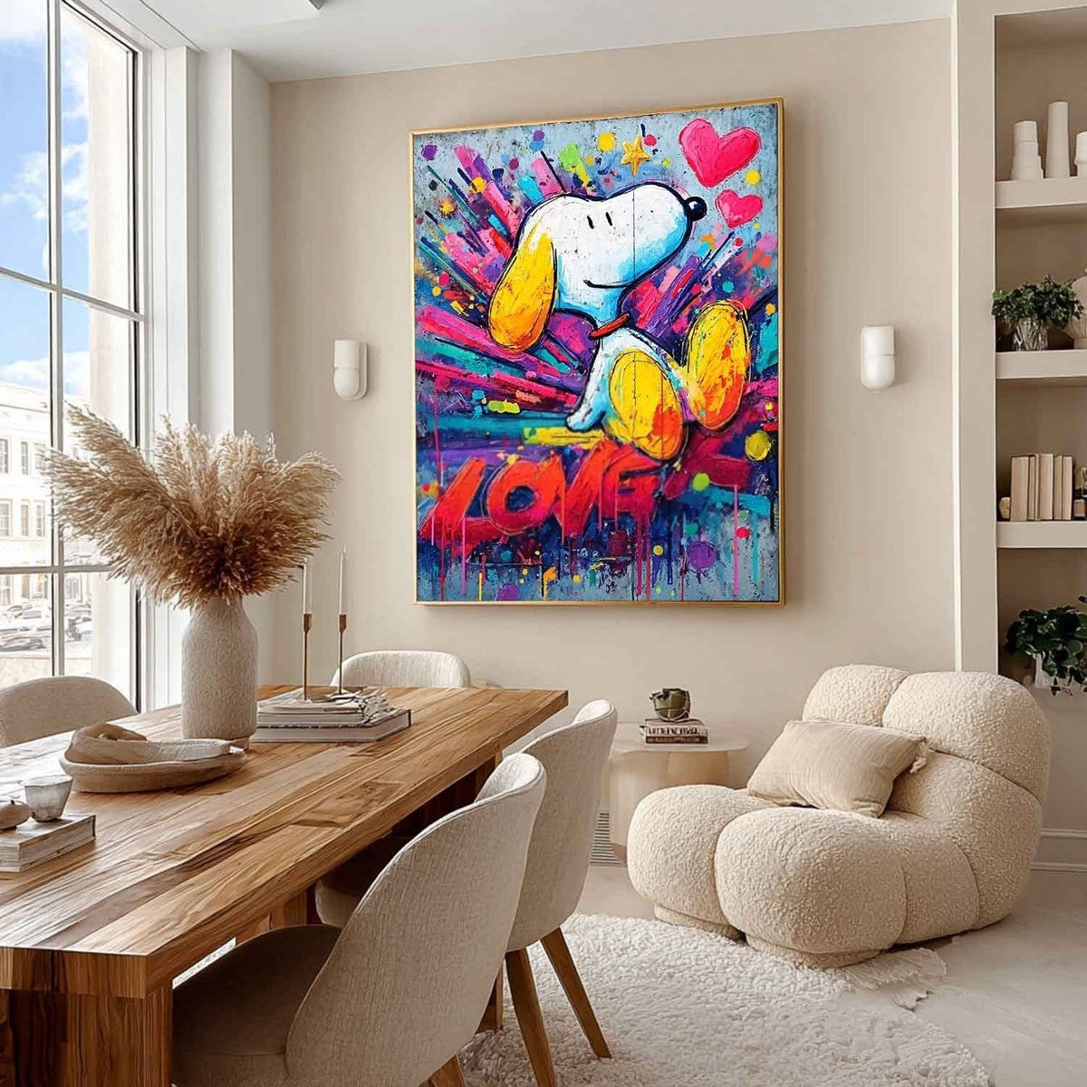 Snoopy Love Pop Art Impasto Painting