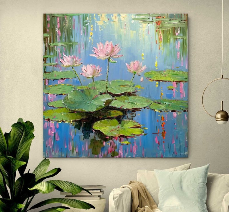 Wall Art Serene Pink Water Lilies Pond