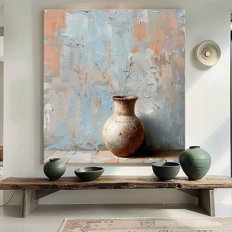Wall Art Rustic Vase Still Life Impasto