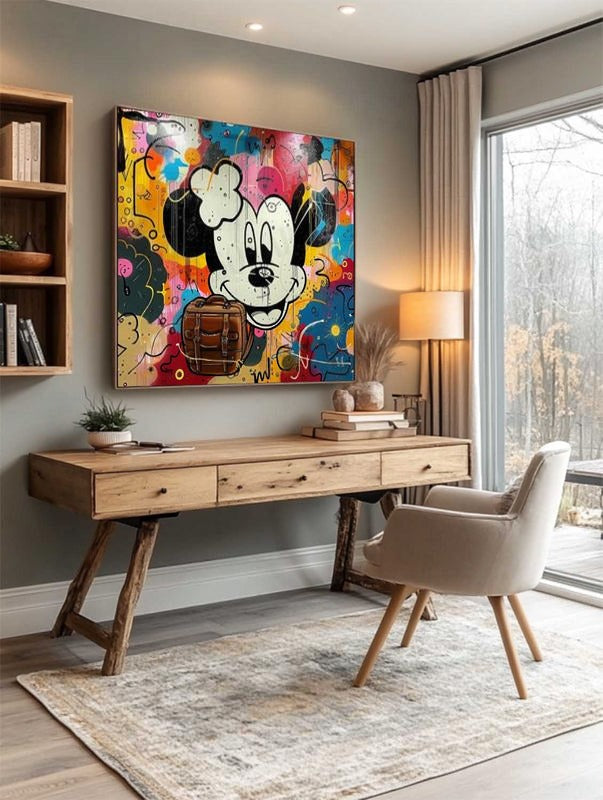 Wall Art Pop Mickey Brown Bag Colorful Graffiti