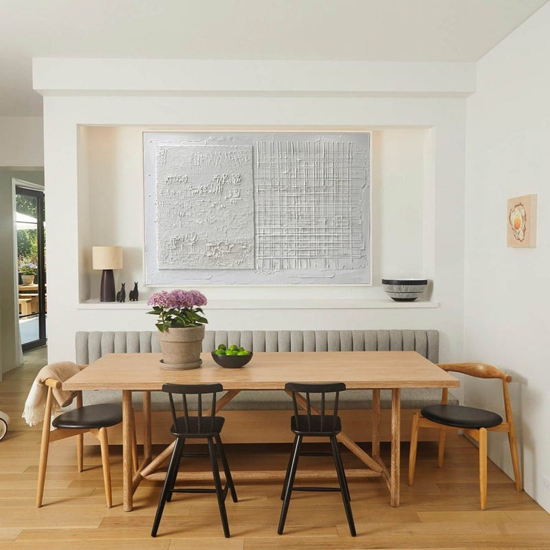 Wall Art White Split Grid Panel Canvas