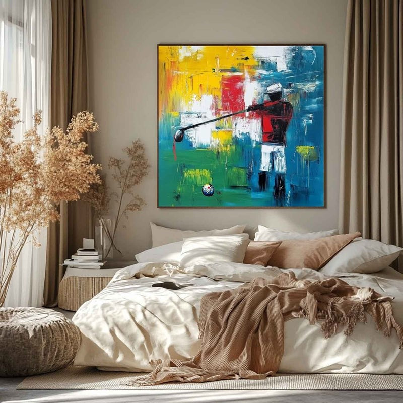 Wall Art Abstract Golfer Swing Colorful