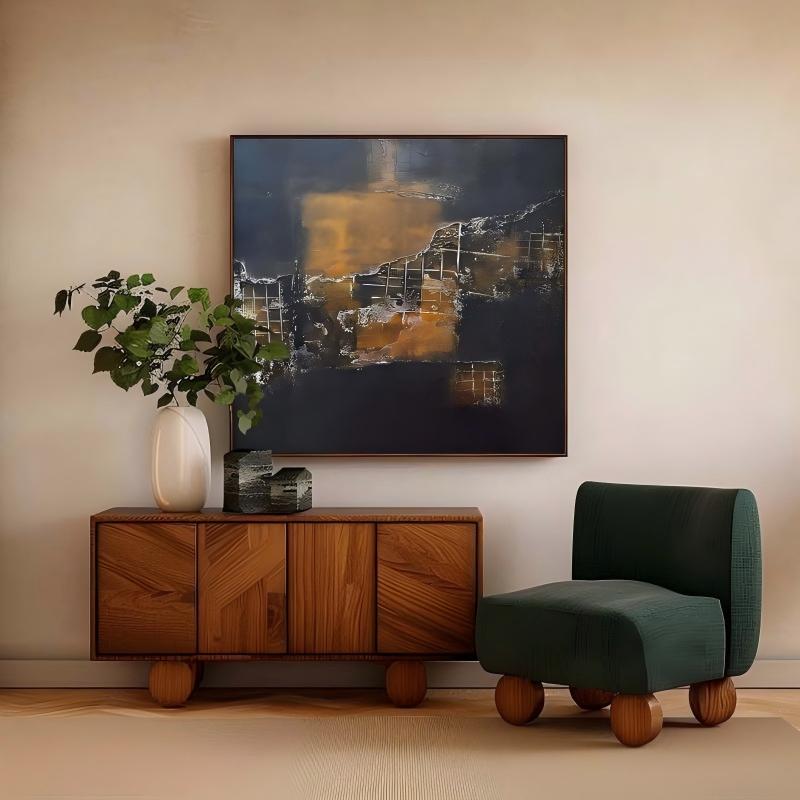 Wall art Industrial Metallic Grid Fragment