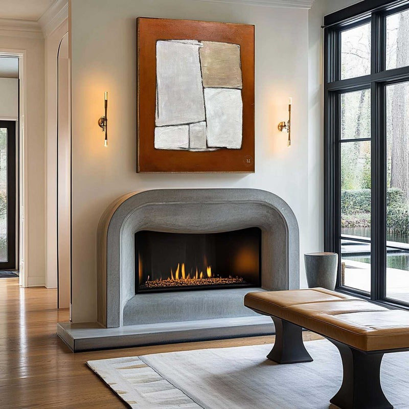Wall Art Minimalist Geometric Block Brown