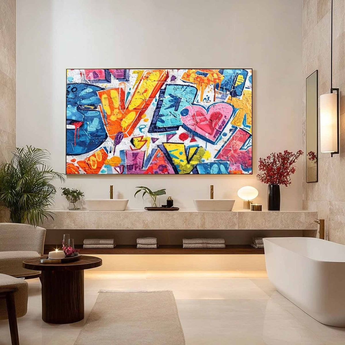 Graffiti Love Pop Art Impasto Painting