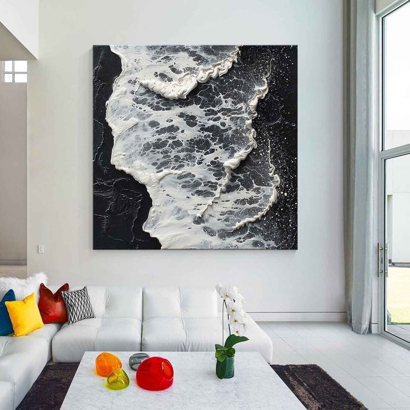 Wall Art Monochrome Ocean Foam
