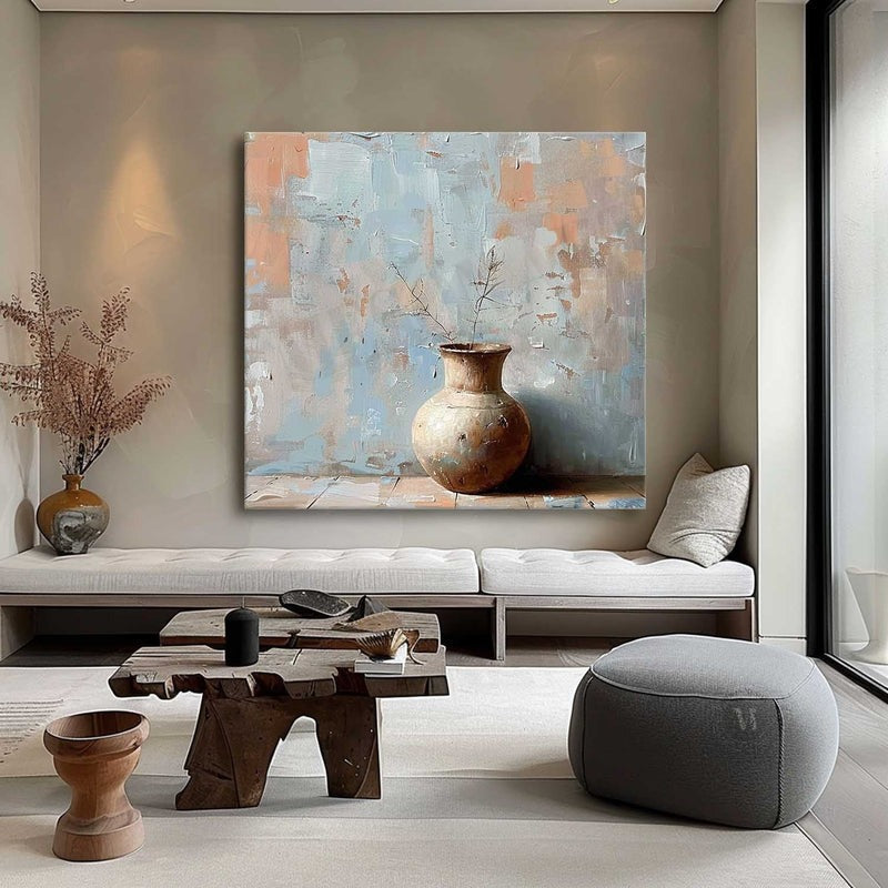 Wall Art Rustic Vase Still Life Impasto
