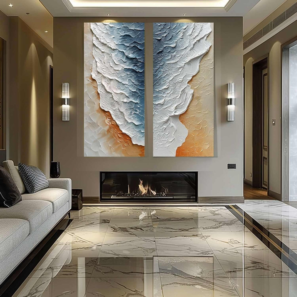 Wall Art Serene Dual Panel Ocean Wave