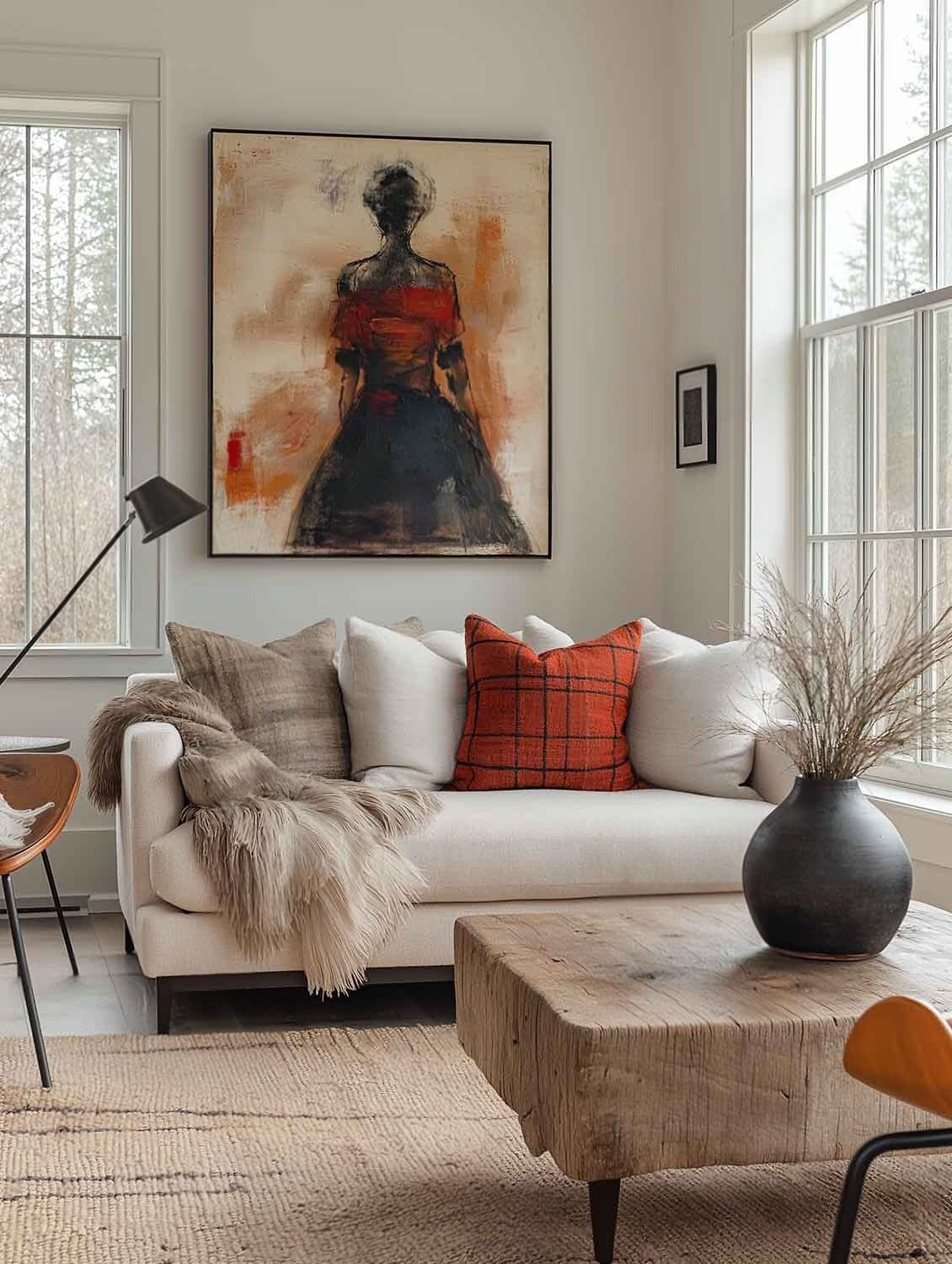 Wall Art Abstract Female Figure Red