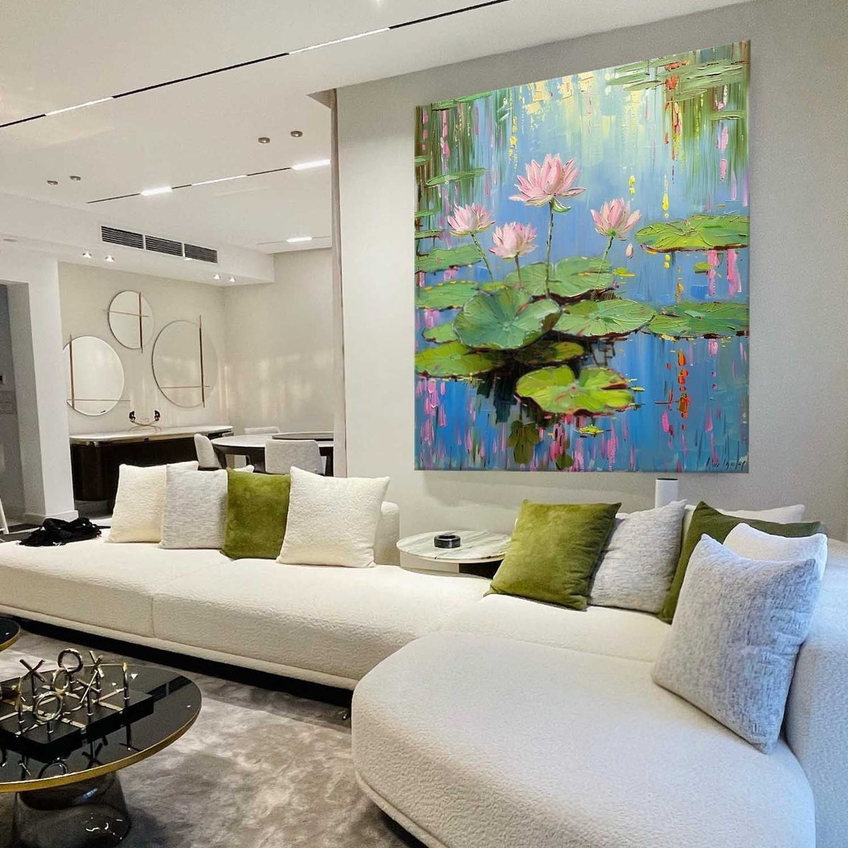 Wall Art Serene Pink Water Lilies Pond