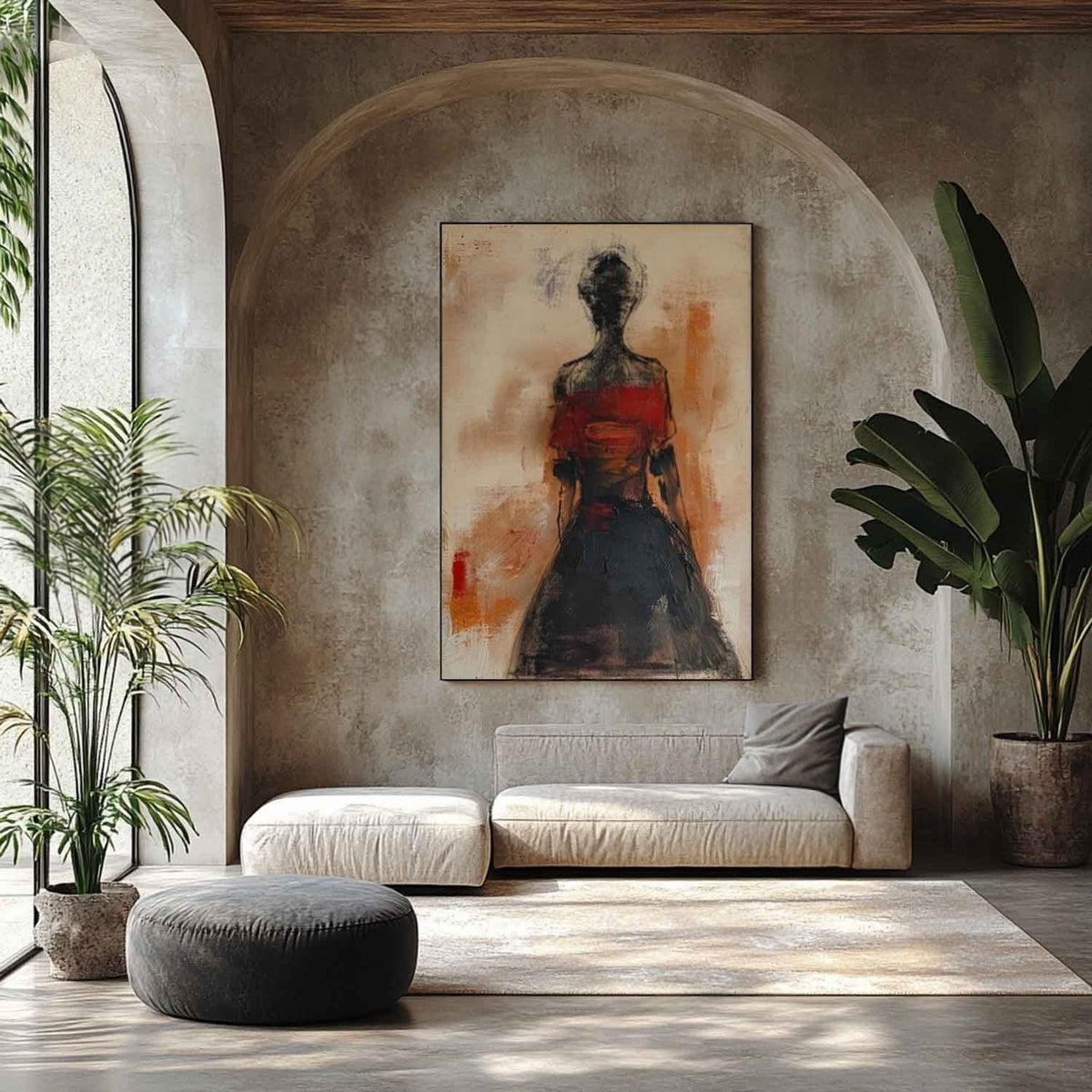 Wall Art Abstract Female Figure Red