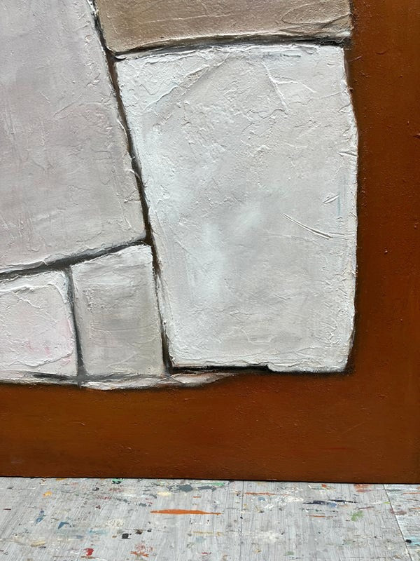 Wall Art Minimalist Geometric Block Brown
