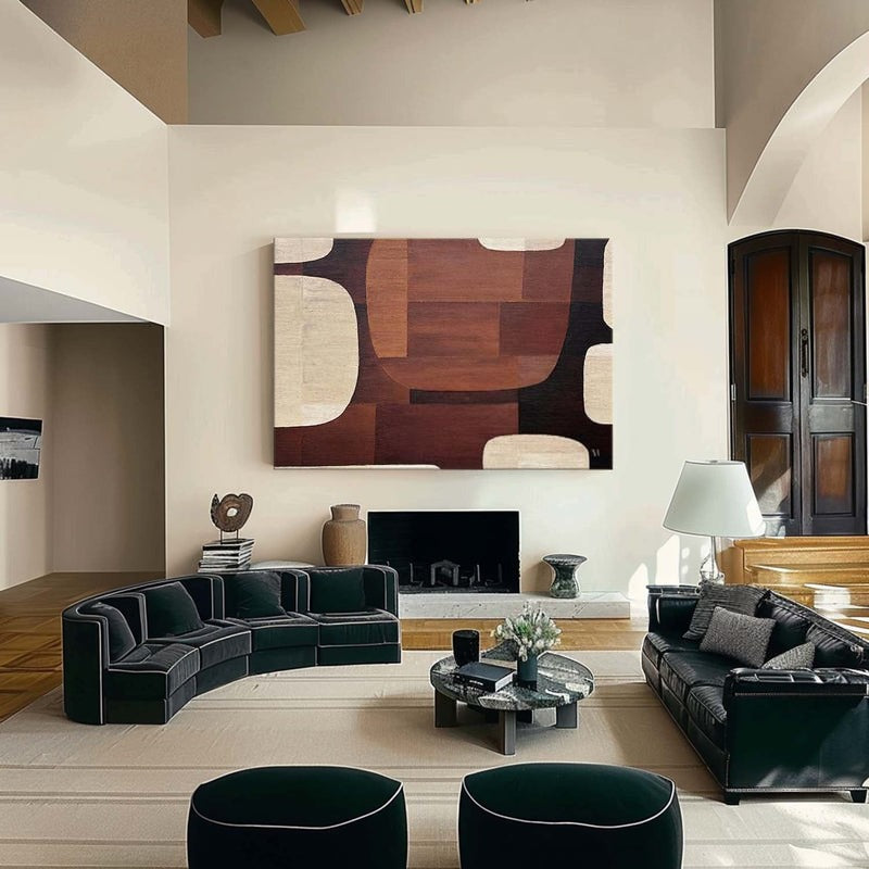 Wall Art Geometric Wood Grain Brown Beige