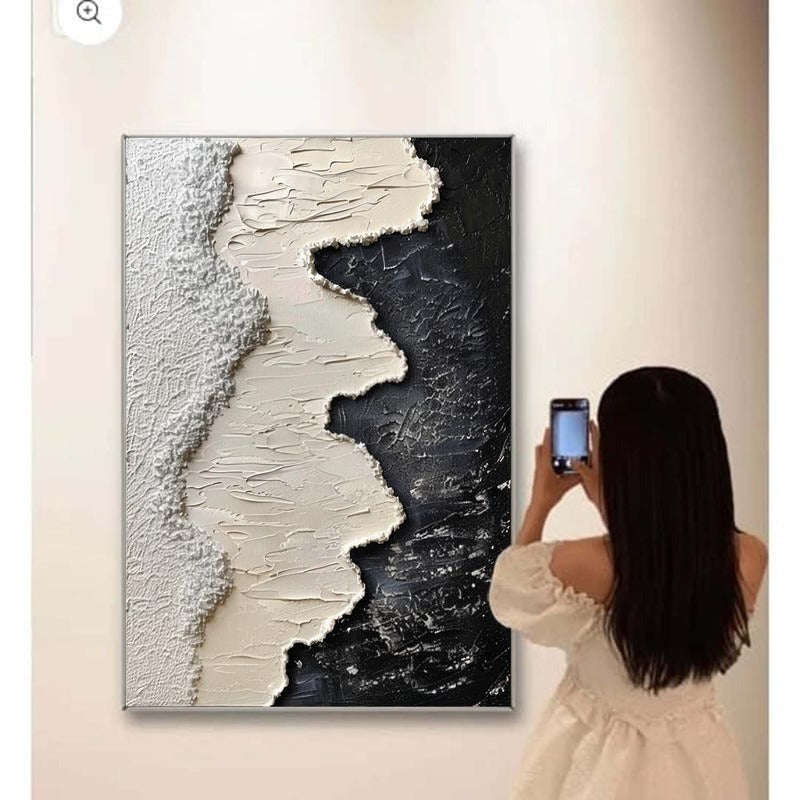 Wall Art Monochrome Wave Painting