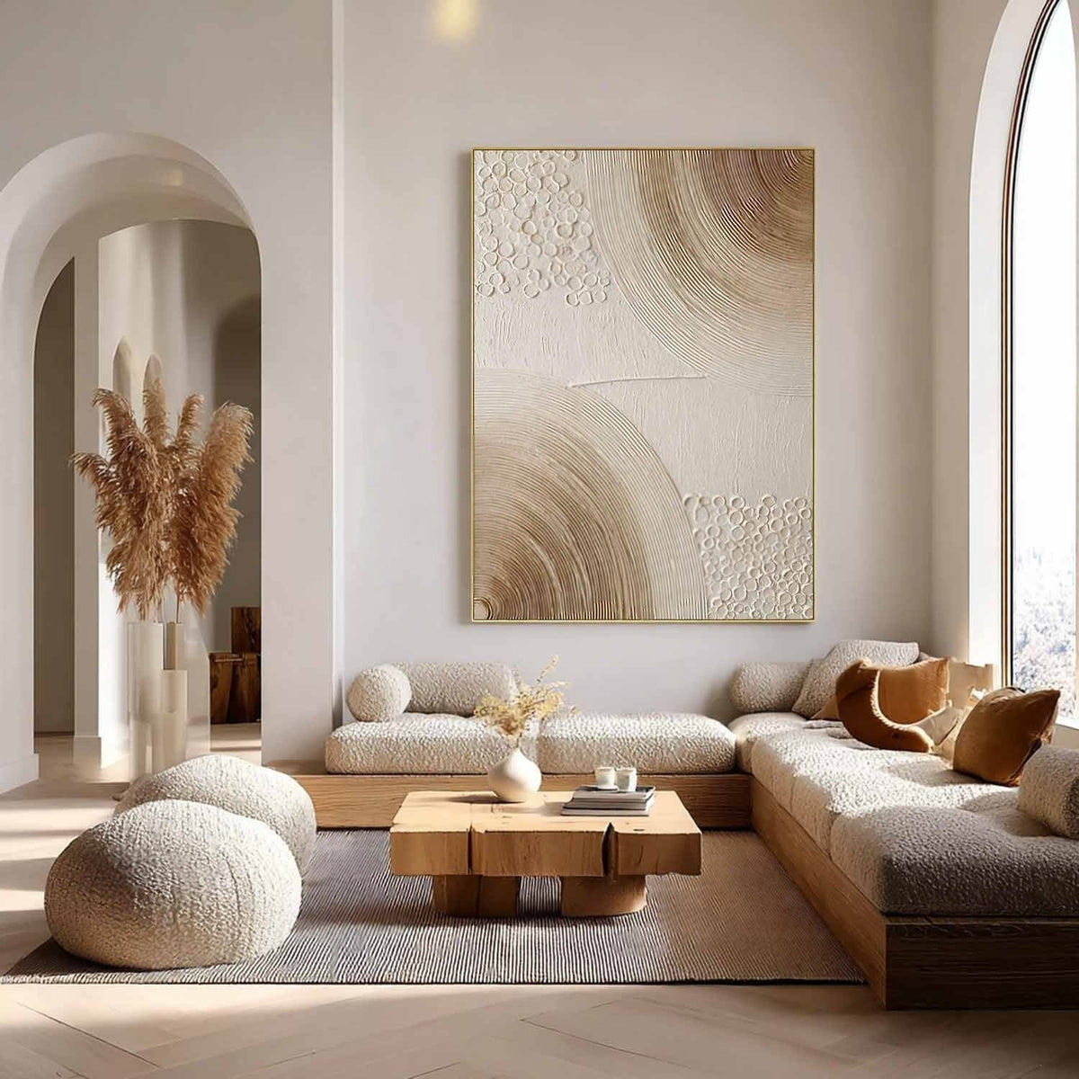 Wall Art Minimalist 3D Textured Radial Lines