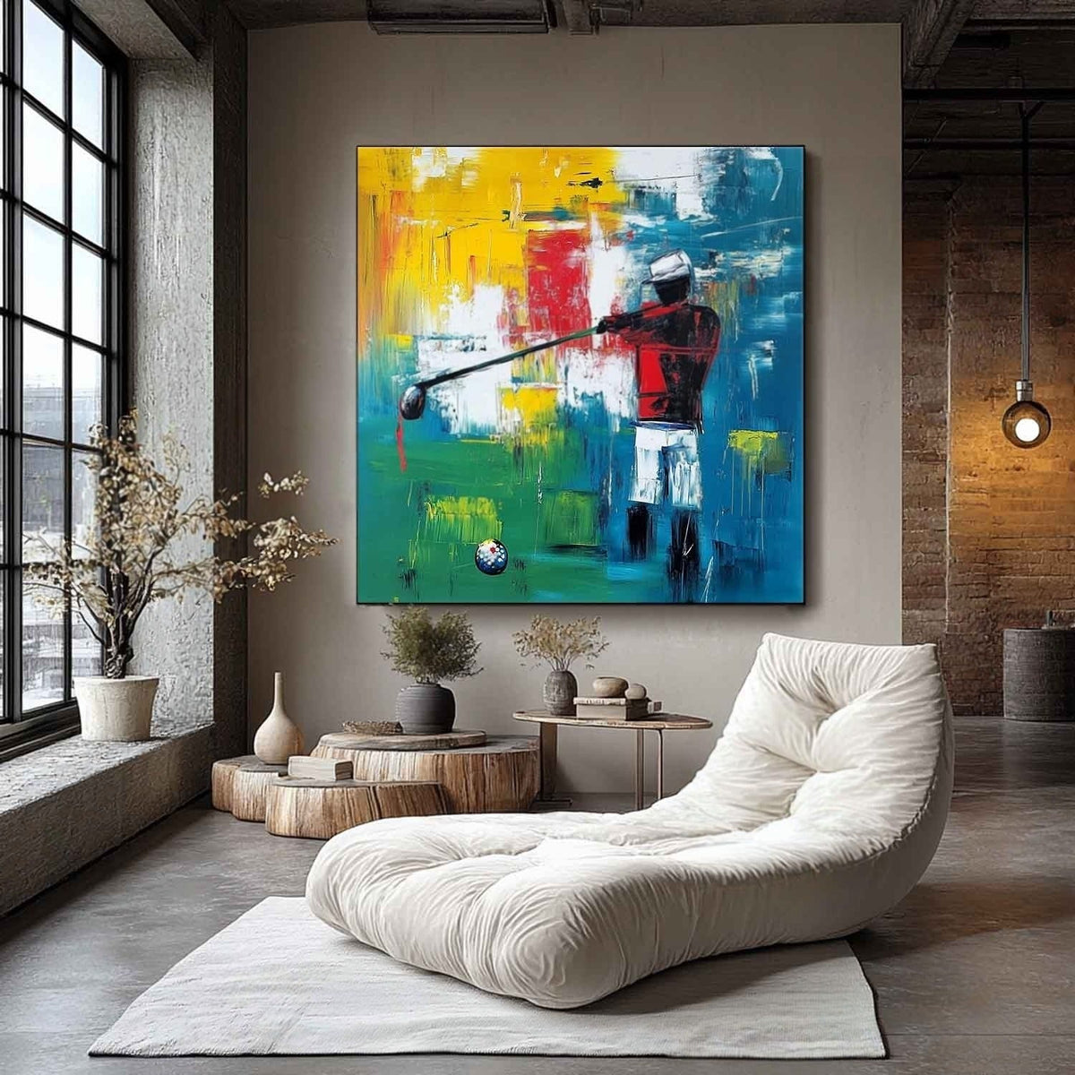 Wall Art Abstract Golfer Swing Colorful