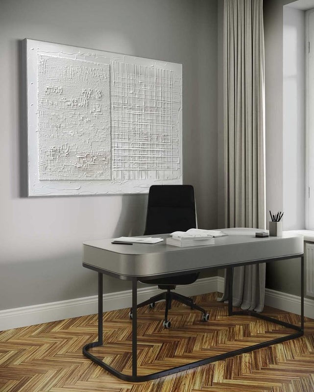 Wall Art White Split Grid Panel Canvas