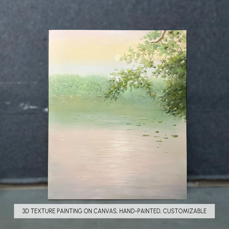 Wabi-Sabi Wall Art Soft Pastel Lake Landscape