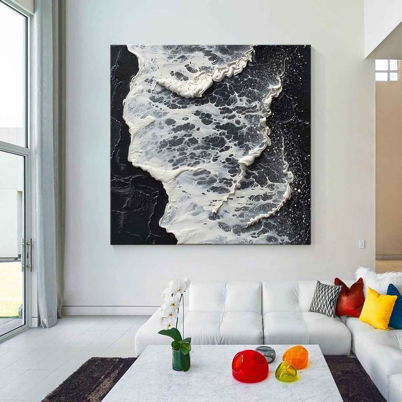 Wall Art Monochrome Ocean Foam