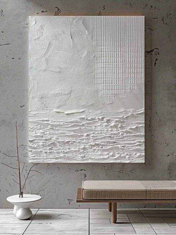 Wall Art Neutral Coastal Grid Painting