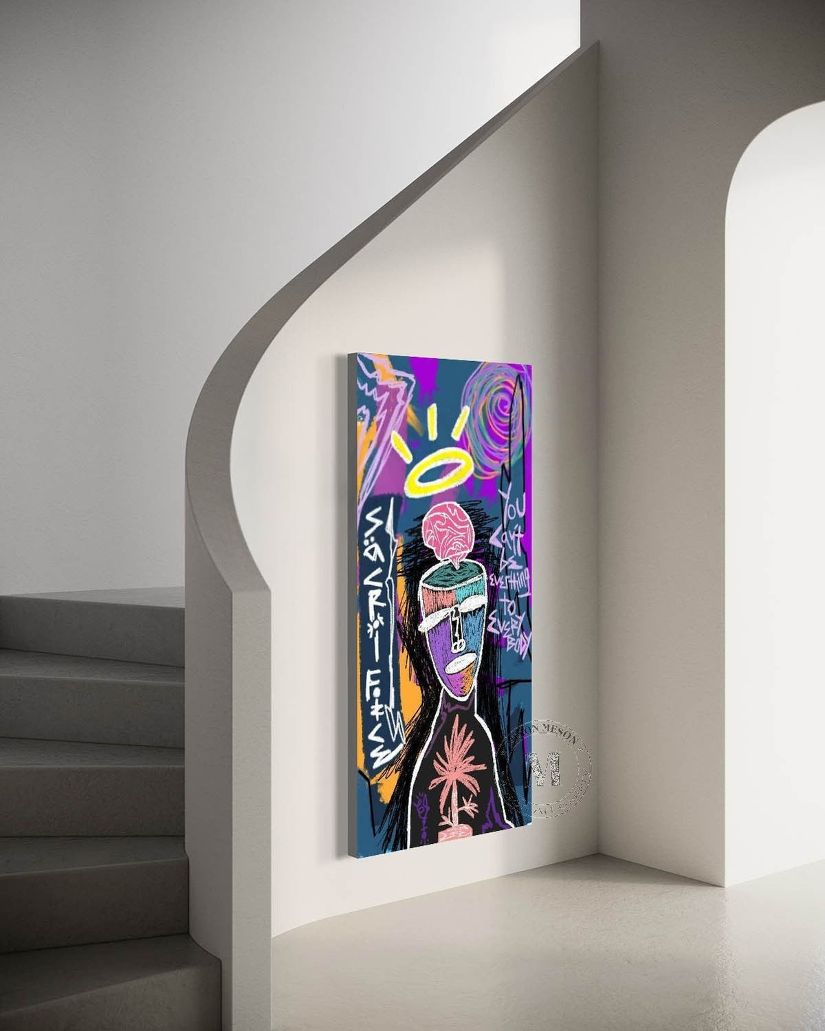 Wall Art Neo Expressionist Figure Brain Halo