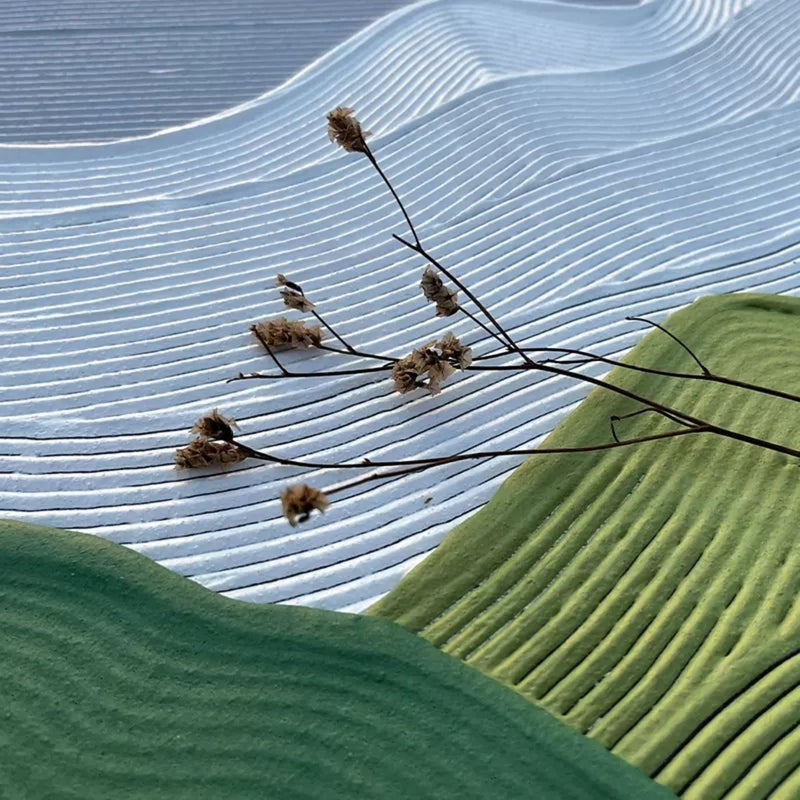 Plaster Art Layered Green White Landscape Textured