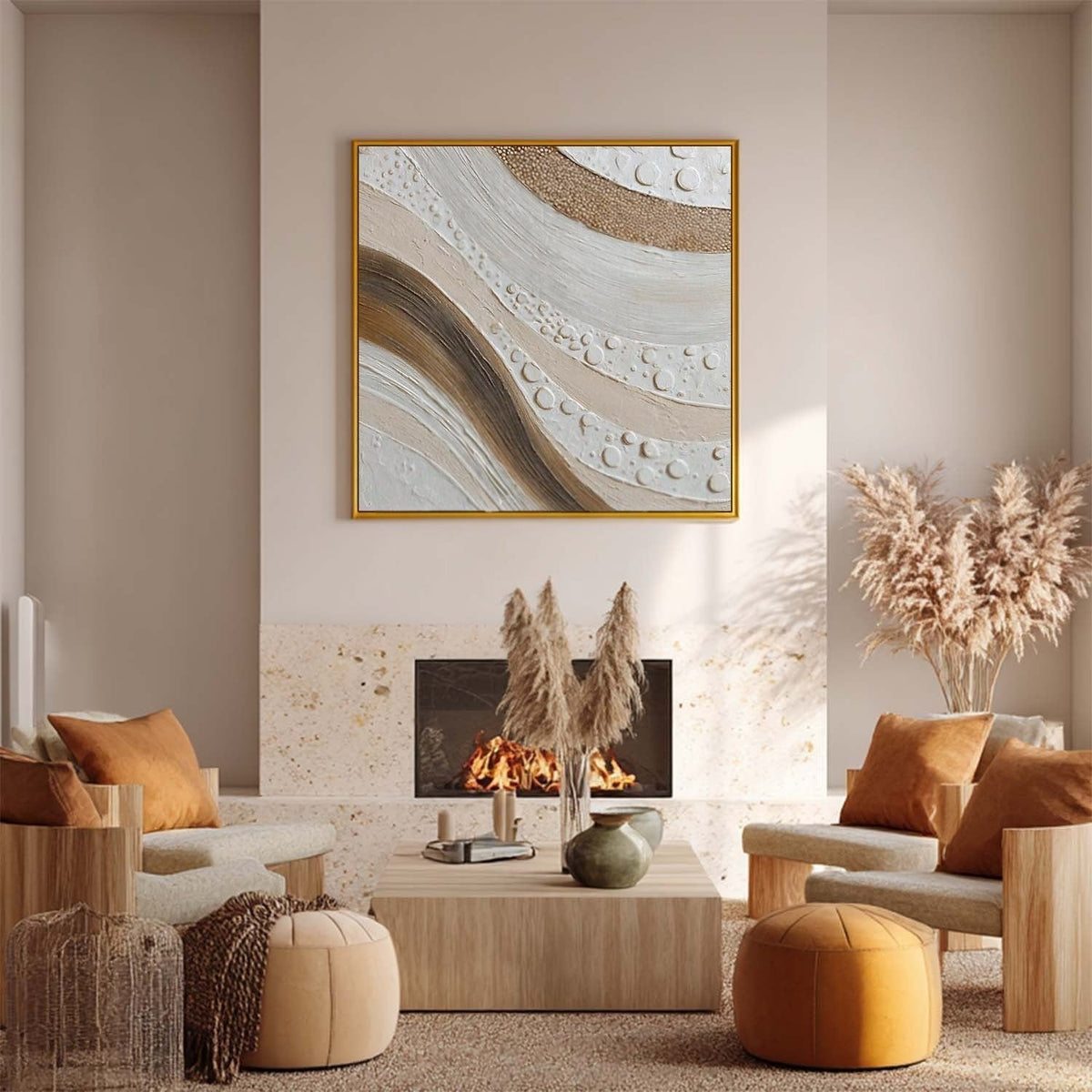 Wall Art Minimalist 3D Textured Abstract Swirl