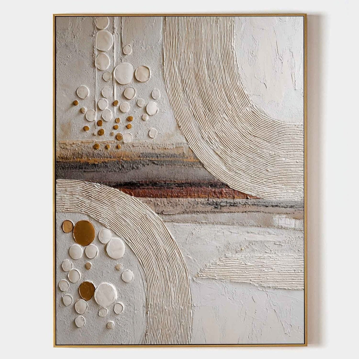 Wall Art Minimalist 3D Gold Circles Waves