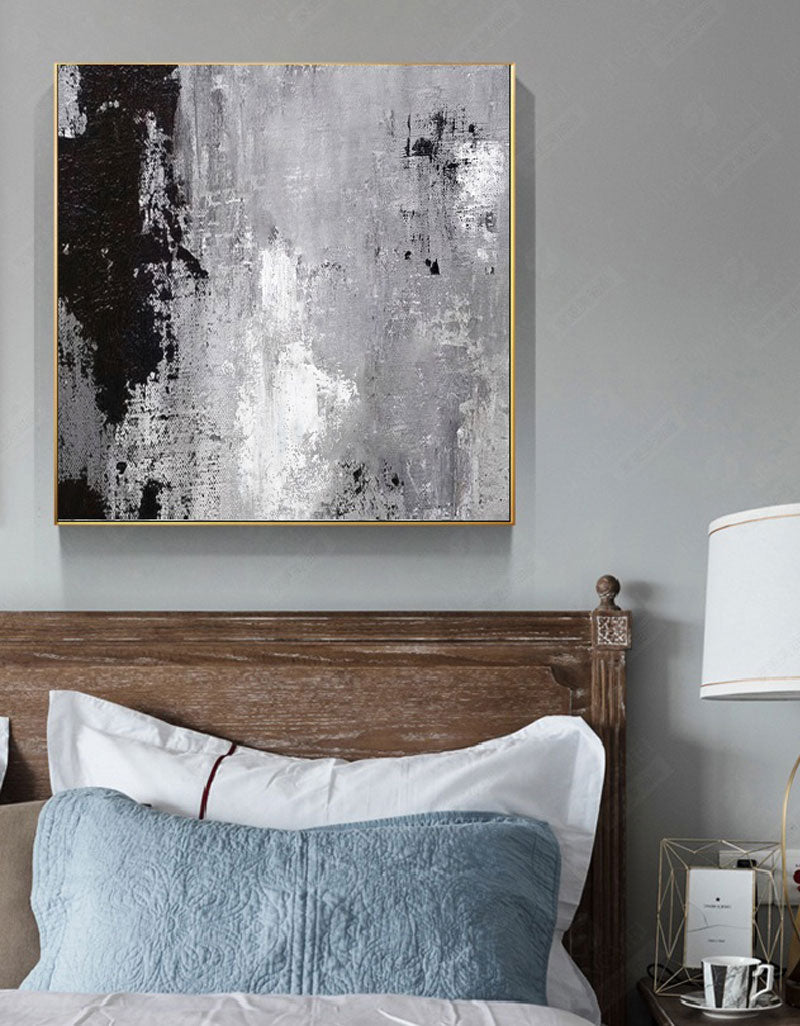 Grey White Black Abstract Art