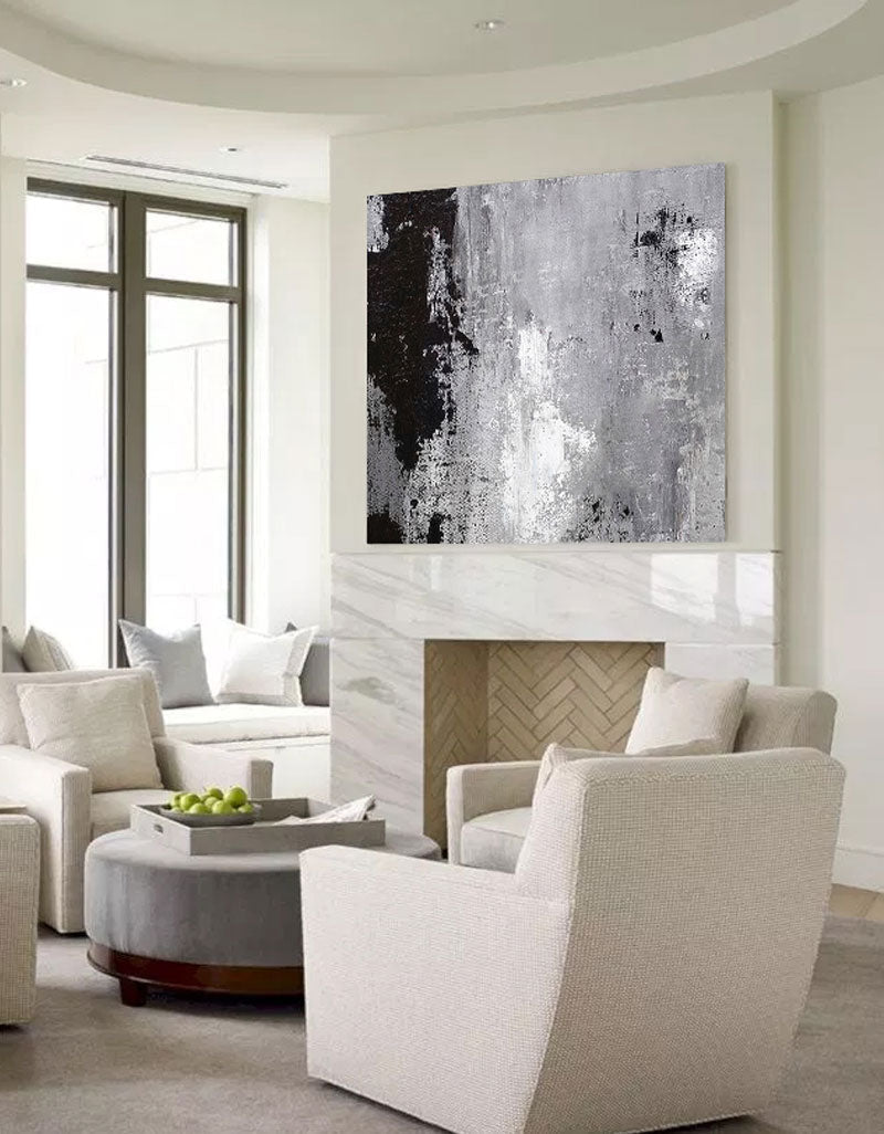 Grey White Black Abstract Art