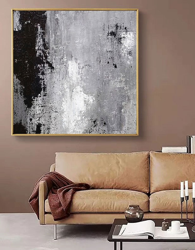 Grey White Black Abstract Art