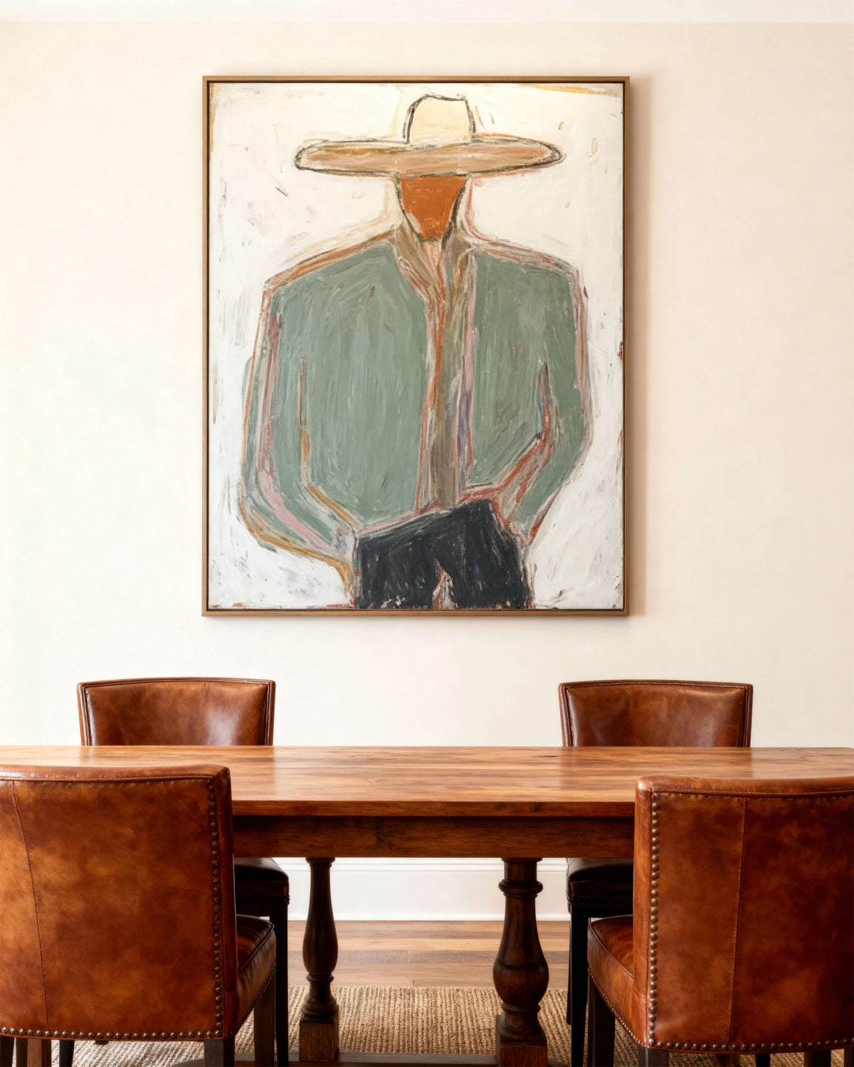 Minimal Cowboy Figure Oil Painting