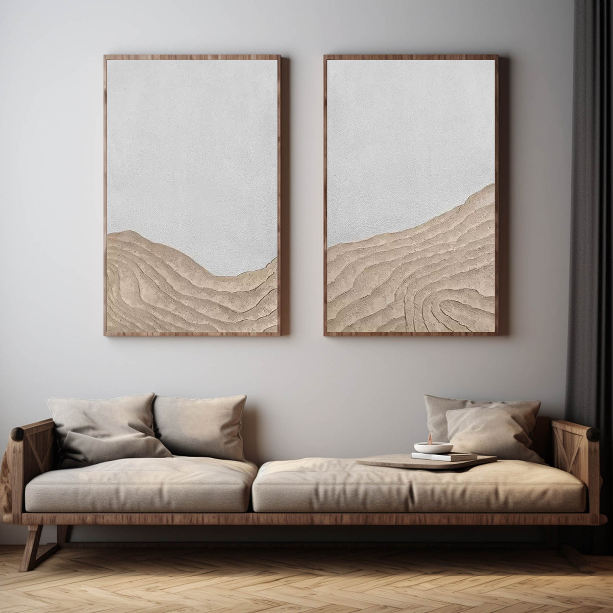 Wall Art Horizontal Wabi-Sabi Plaster Sea Relief